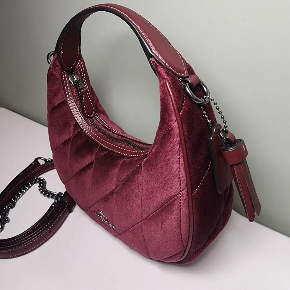NWT Coach CCE61 Carmen Mini Crossbody Bag Quilting Velvet/Gunmetal/Burgundy